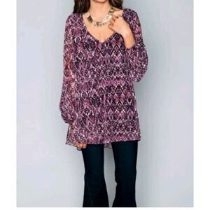 NWOT Show Me Your‎ Mumu Tunic Dress Medium Womens Purple Black Donna Michelle